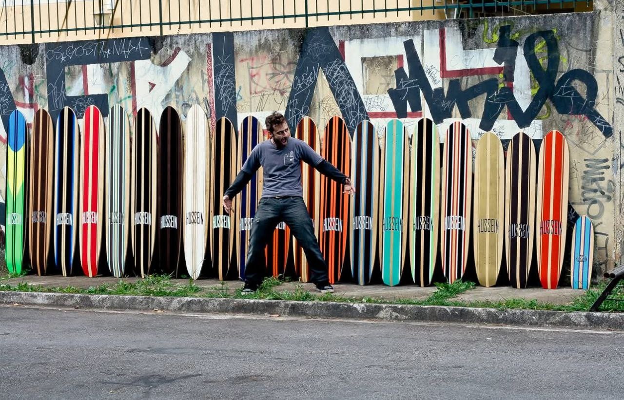 Renato com quiver completo Hussein — todas as shapes